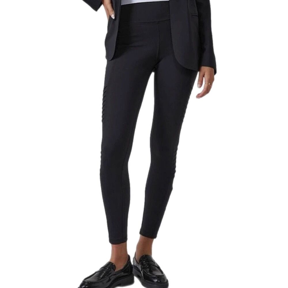 Athleta Delancey Moto Tight Legging Black Large High Waist Moto Detail Active
